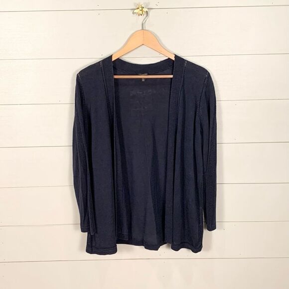 Talbots 100% linen dark blue open front cardigan size 1X petite - Picture 1 of 8